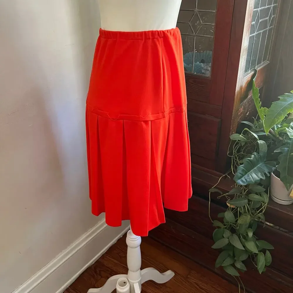 Vintage 70s Act III Red Pleated Drop Waist Tennis Skirt Mini XS Sporty Blokecore